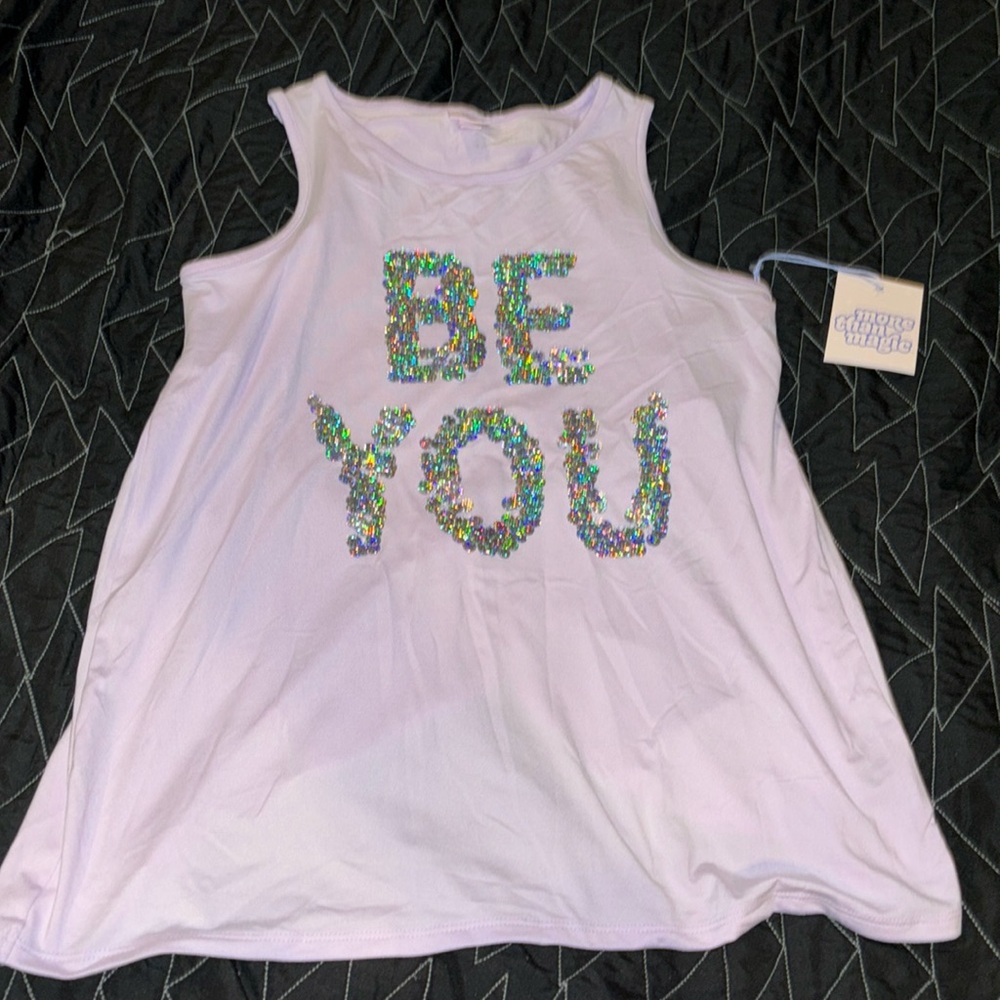 New NWT More than Magic be you light purple tank shirt flip sequins 14/16 XL
